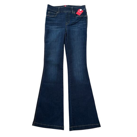 Spanx Flare Leg Jeans Denim Pull On Midnight #20327Q Small Petite 32” Inseam NEW - Picture 2 of 10